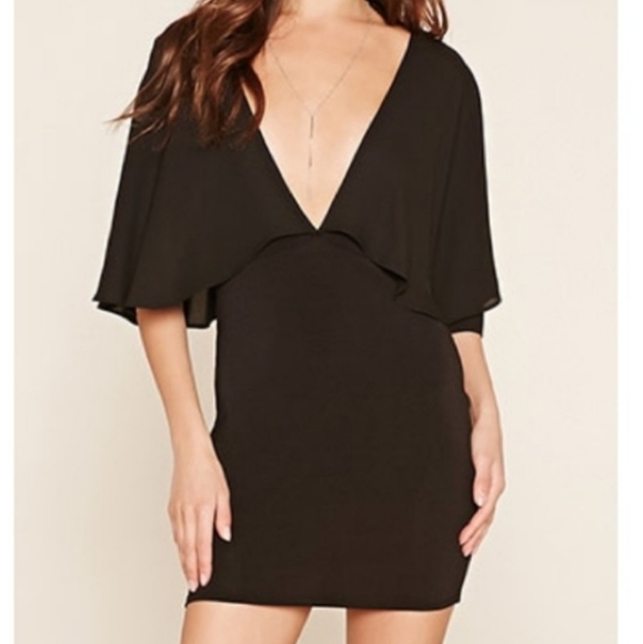 ❌SOLD❌ 21 Capelet Deep V-neck Bodycon Dress - Picture 2 of 11